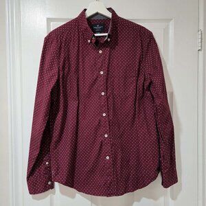 Men's Burgundy Polka-Dot Dress Shirt